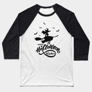 Happy Halloween Beauty Witch Flying Broom Baseball T-Shirt